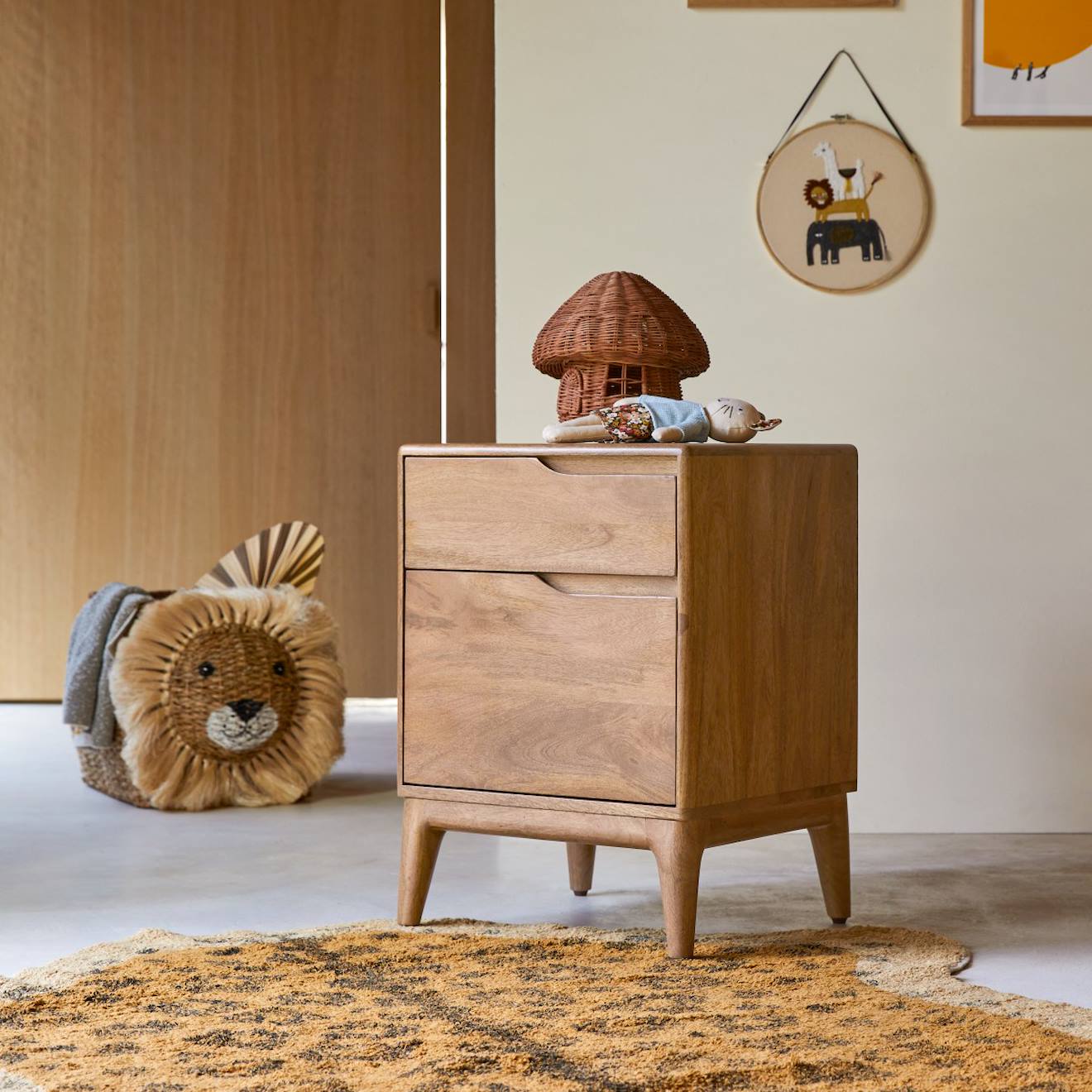 Chevet Enfant En Bois De Manguier Massif Gabrielle Marron