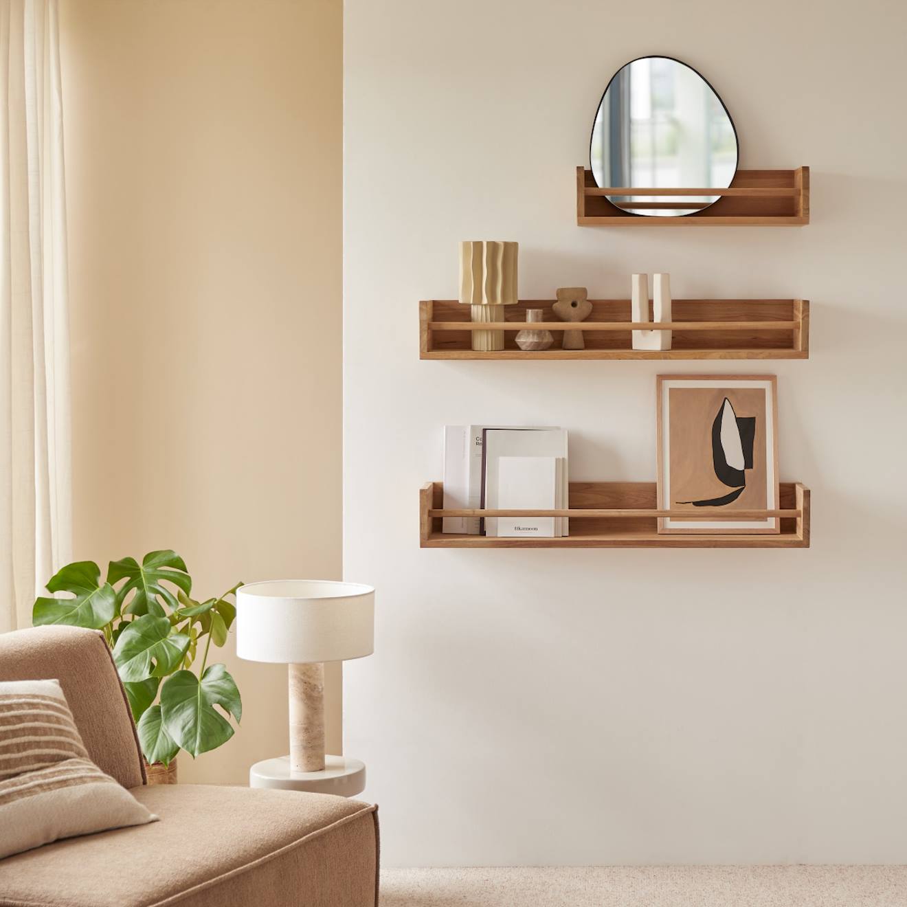 Etagère Murale Enfant En Bois De Teck Ugo 100 Naturel (Tikamoon) - Image 1