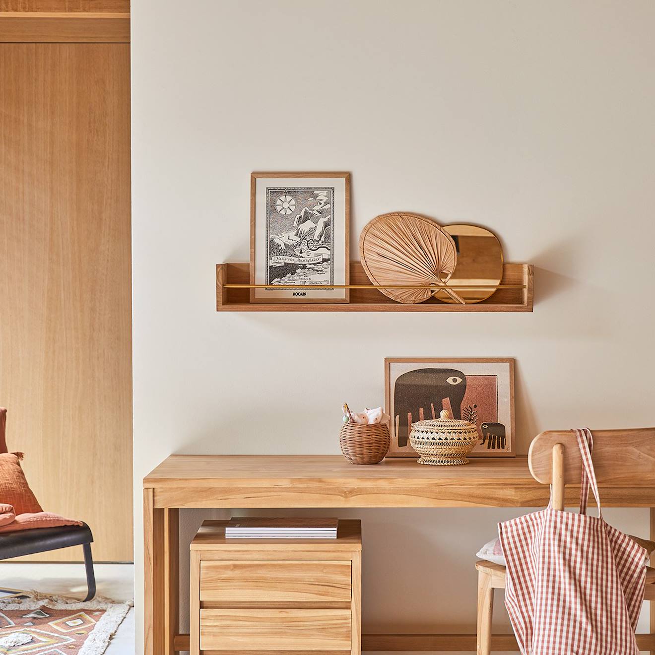 Etagère Murale Enfant En Bois De Teck Sasha 100 Naturel (Tikamoon) - Image 1