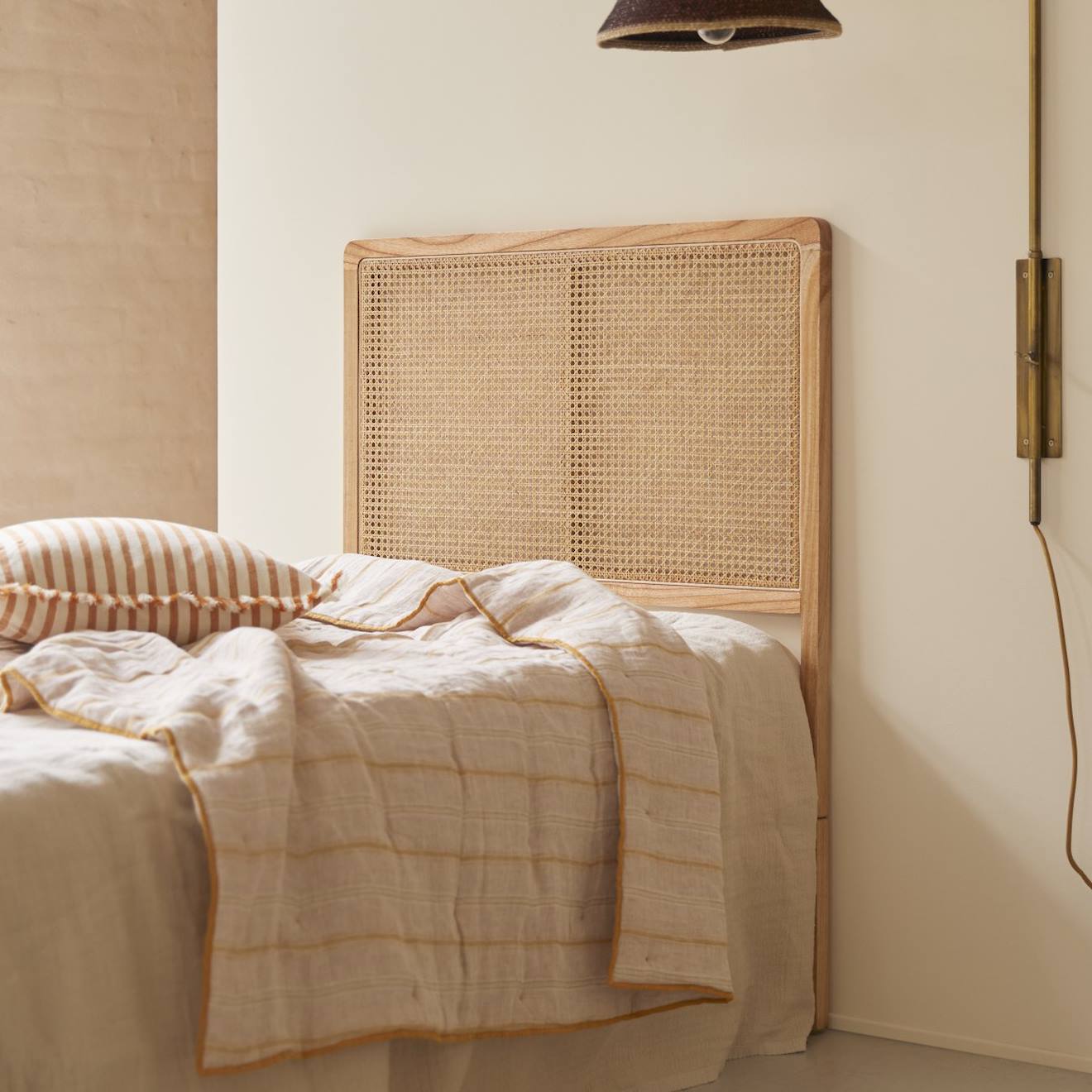 Tête De Lit Enfant En Tiges De Rotin Cannée 90 Cm Adèle Naturel