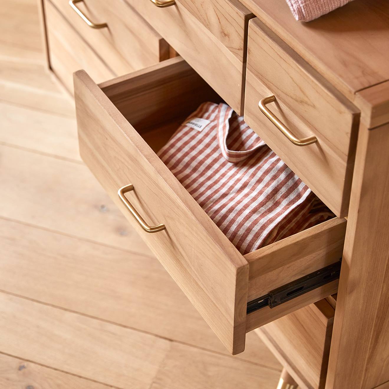 Commode Enfant En Bois De Teck 6 Tiroirs Kort Naturel (Tikamoon) - Image 2