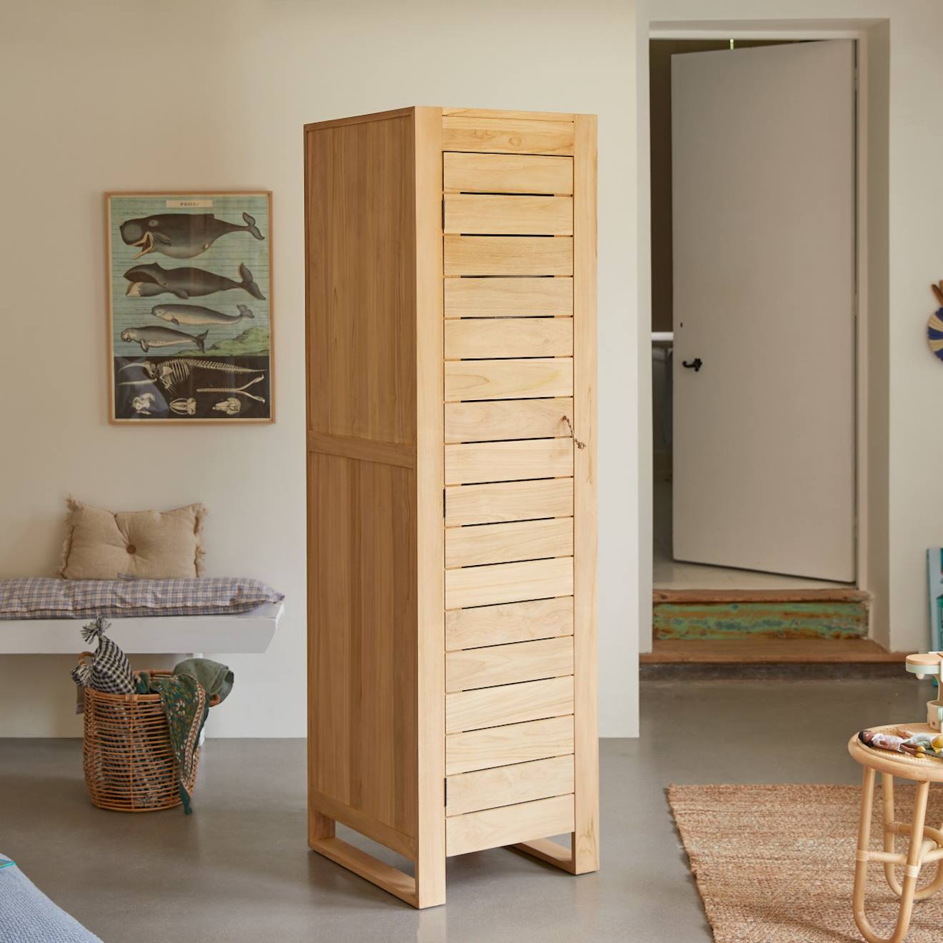 Colonne Simple Enfant En Bois De Teck 180 Minimalys Naturel