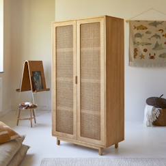 Armoire enfant en bois d'orme massif et cannage luis  - vertbaudet enfant
