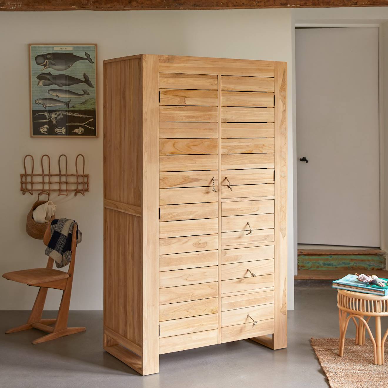 Armoire Penderie En Bois Enfant De Teck 180 Minimalys Naturel