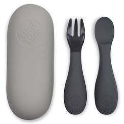 Puériculture-Set de couverts en silicone gris