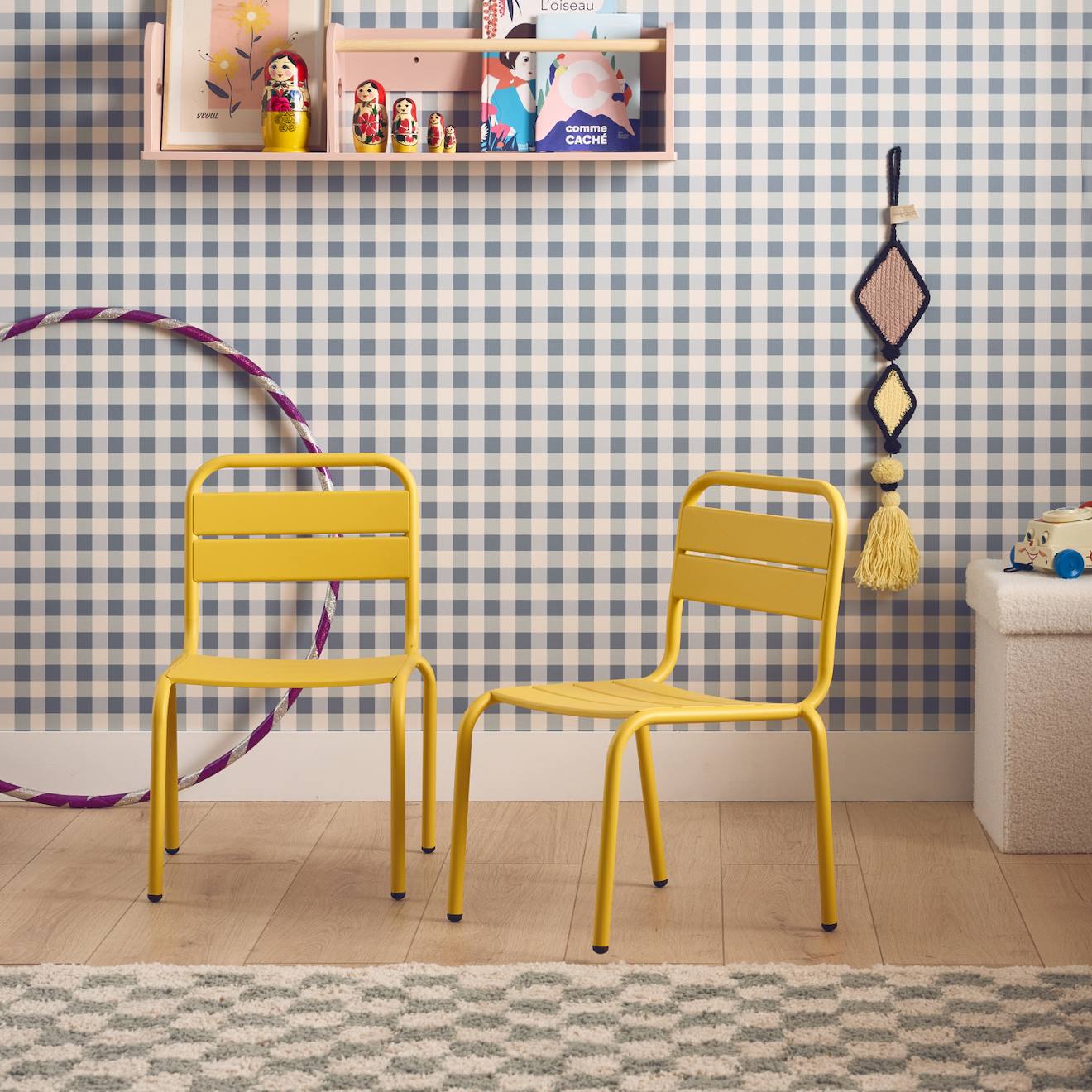 Chaise Enfant, Salon De Jardin Enfant Métal (lot De 2) Kristoff Jaune