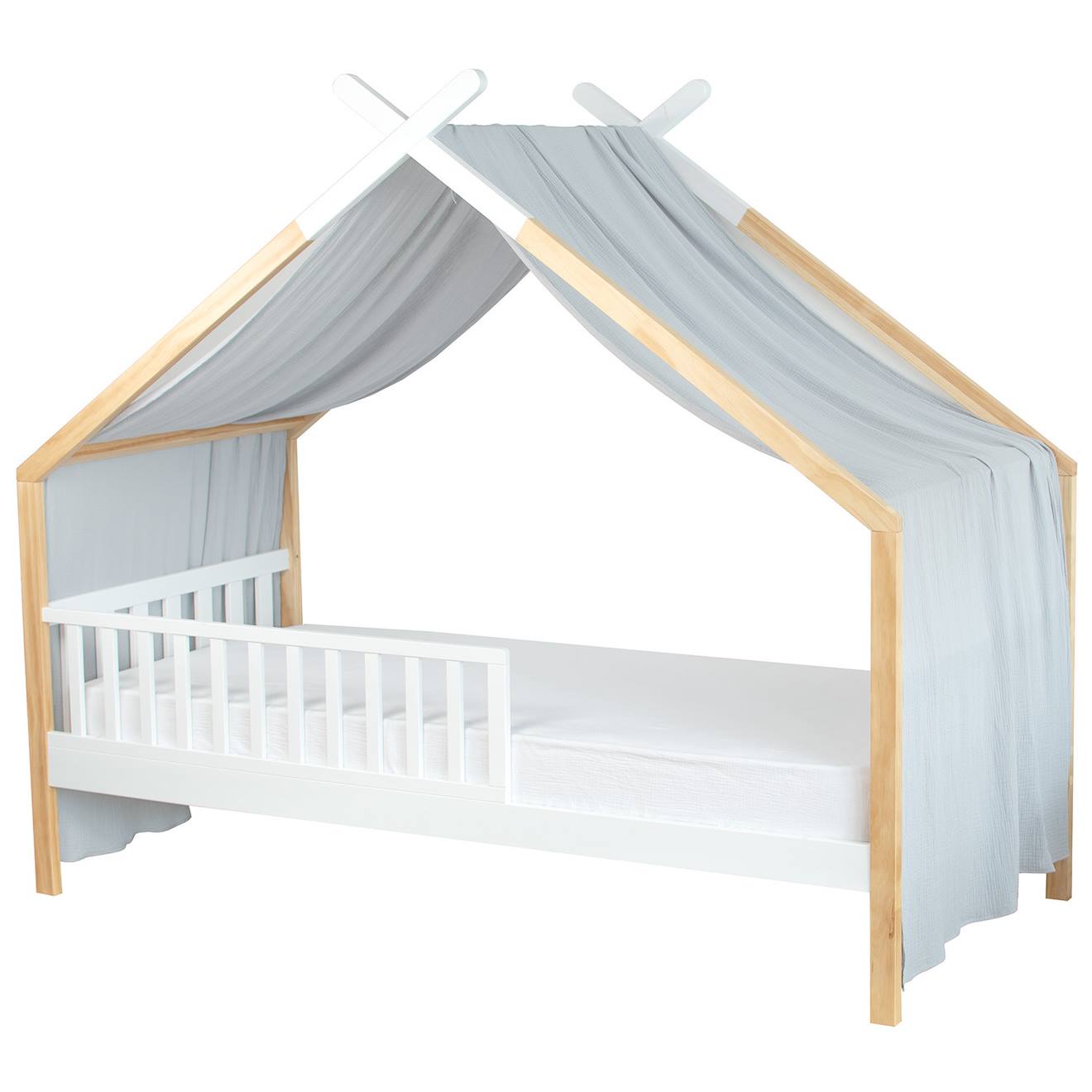 Ciel De Lit Cabane Toile En Gaze De Coton Jeanne Gris Clair