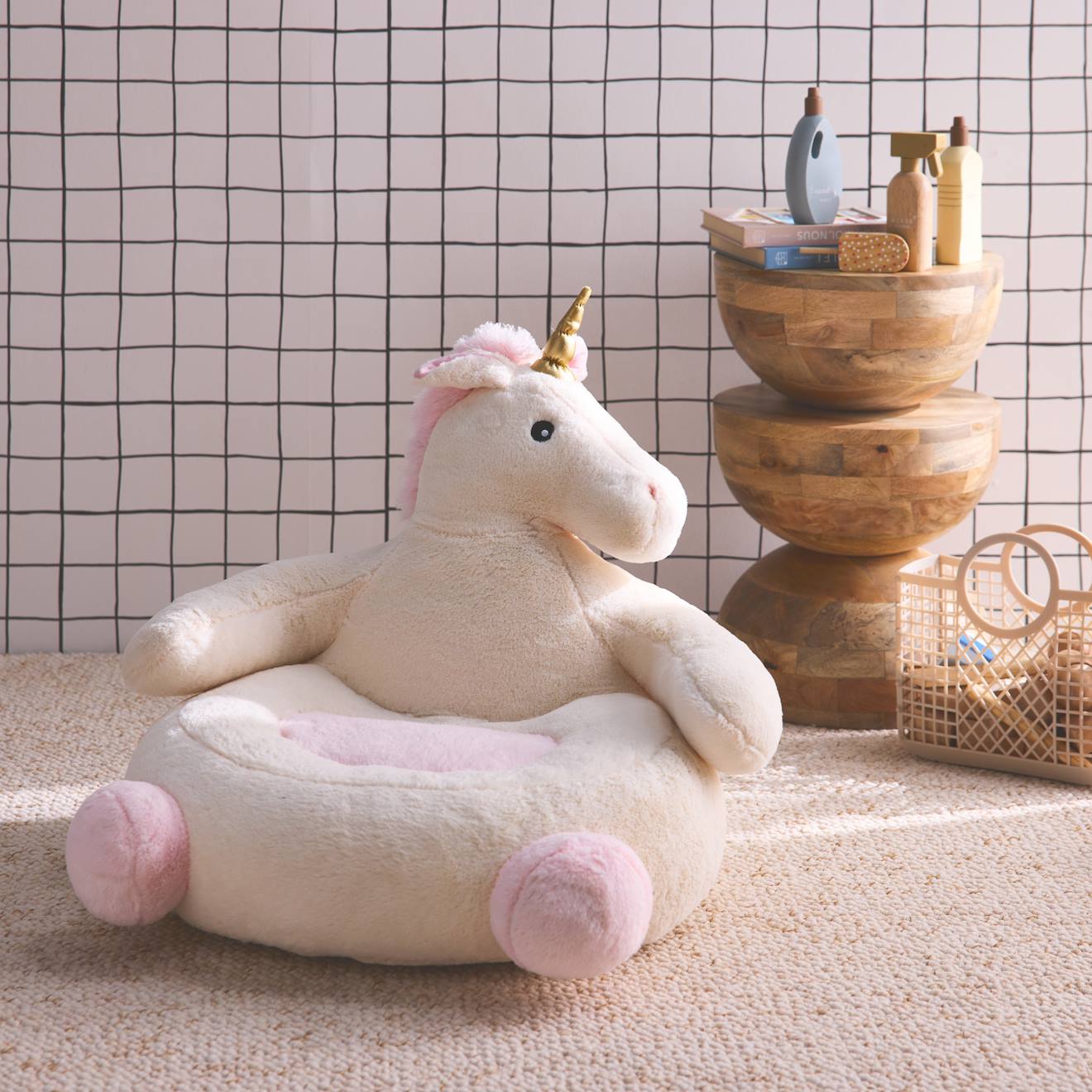 Fauteuil Licorne Pour Enfant Lulu Rose / Blanc