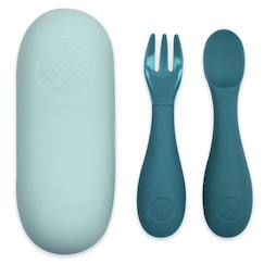 Puériculture-Set de couverts en silicone bleu