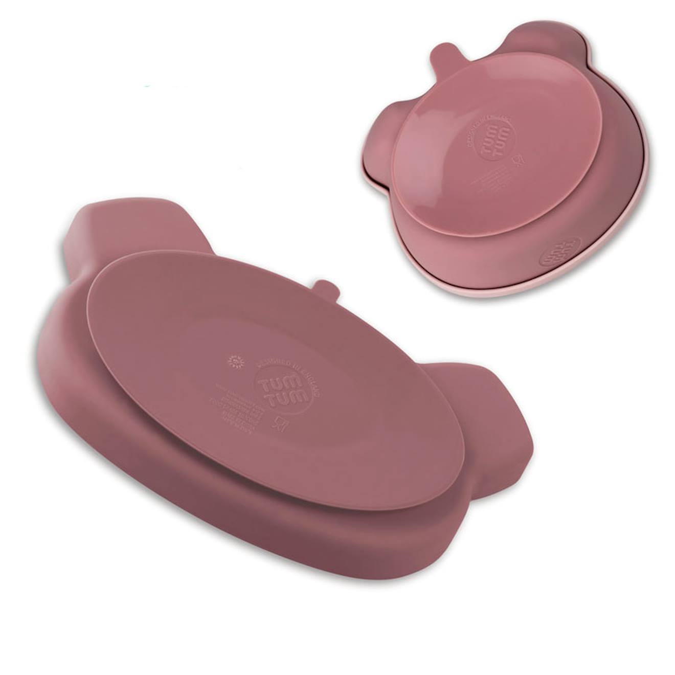 Assiette + Bol Ventousés En Silicone - Ourson Rose Rose (TUMTUM) - Image 2