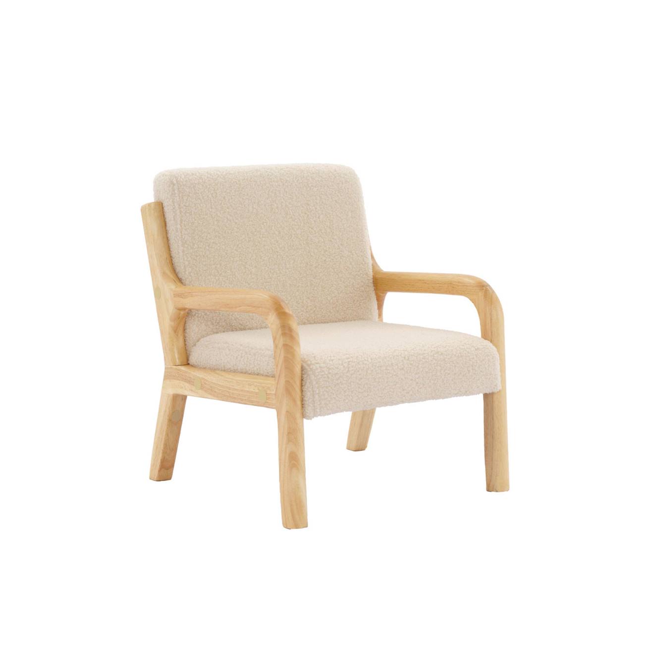Fauteuil Scandinave Enfant Bois D'hévéa Et Bouclette Lorens Kids. Beige (sweeek) - Image 1