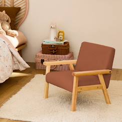 -Fauteuil scandinave en bouclette et bois enfant isak l 47 x p 43,5 x h 50cm