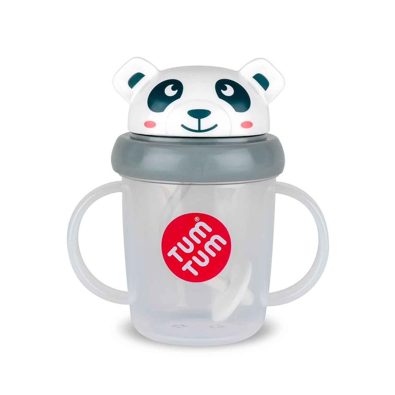 Tasse Anti Fuite + Paille Lestée Panda - V3 Gris