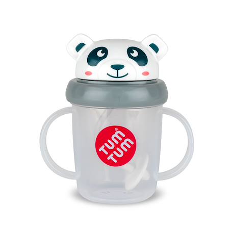TUMTUM - Tasse Anti Fuite + Paille Lestée Panda - V3 Gris