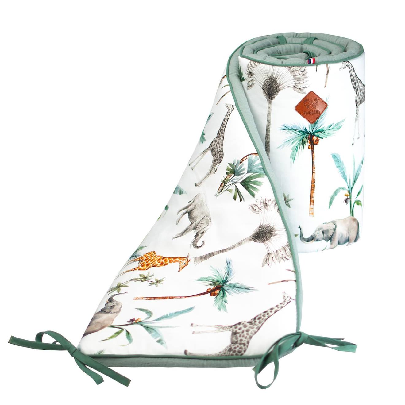 Tour De Lit Universel En Gaze De Coton Safari Safari, Vert, Gris, Blanc