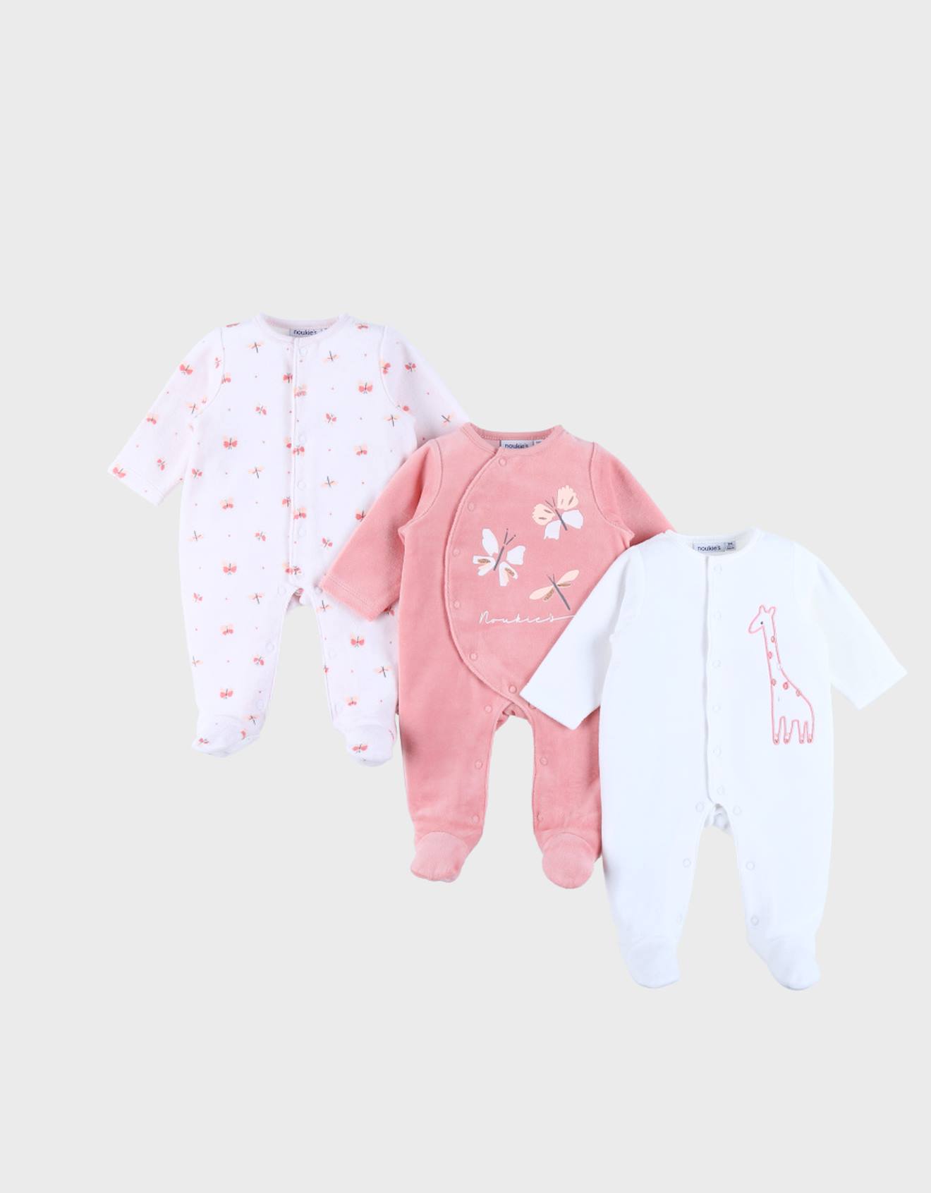 Lot De 3 Dors-bien En Velours Rose