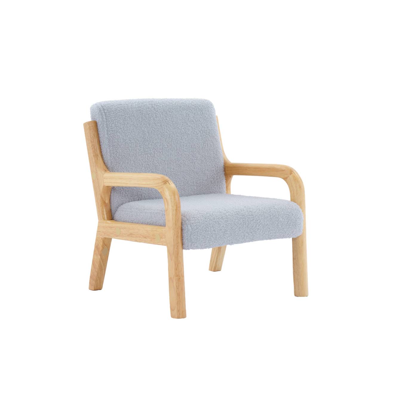 Fauteuil Scandinave Enfant Bois D'hévéa Et Bouclette Lorens Kids. Gris Souris (sweeek) - Image 1