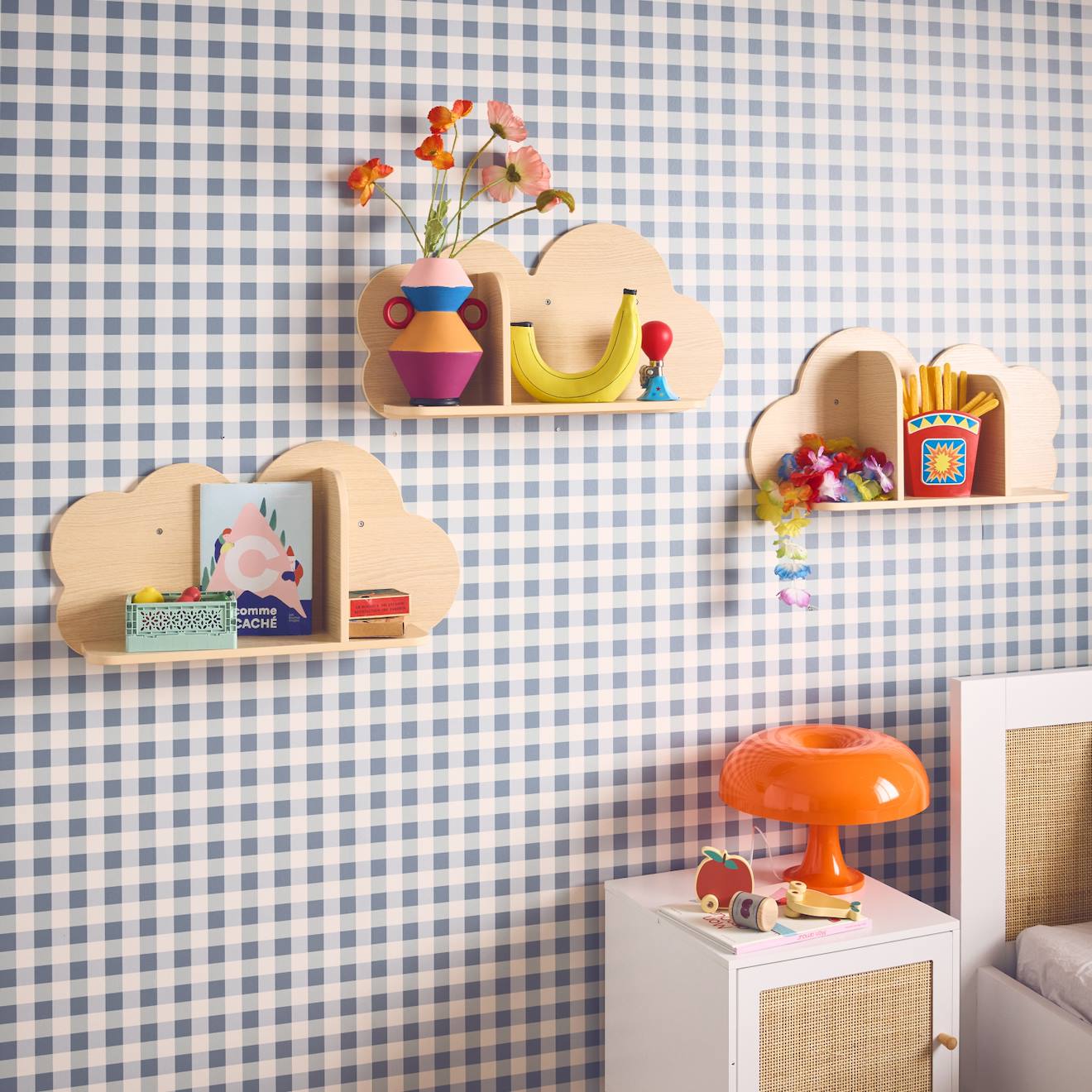 Etagère Murale Nuage Pour Chambre Enfant (lot De 3) Nephos Naturel