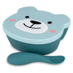 -Bol à ventouse en silicone + cuillère - ourson bleu