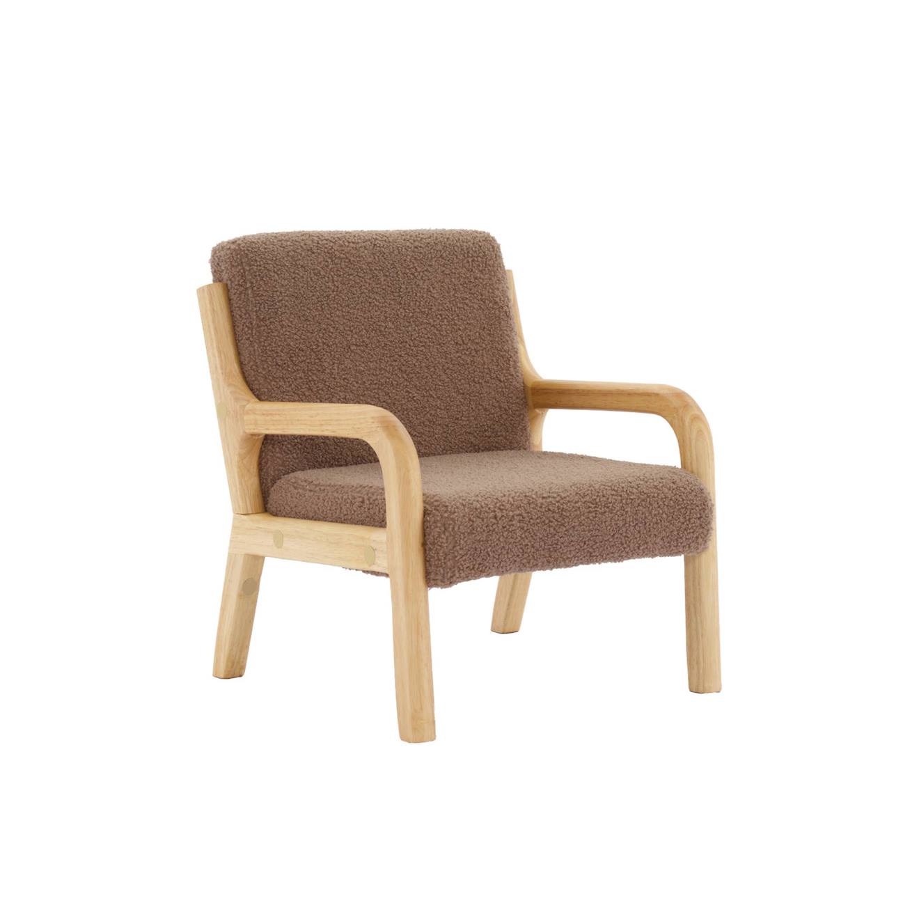 Fauteuil Scandinave Enfant Bois D'hévéa Et Bouclette Lorens Kids. Marron (sweeek) - Image 1
