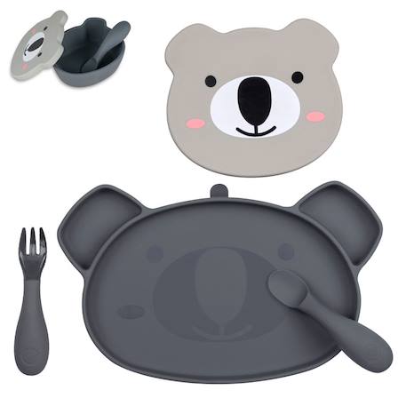 TUMTUM - Assiette + Bol Ventousés En Silicone Koala Gris