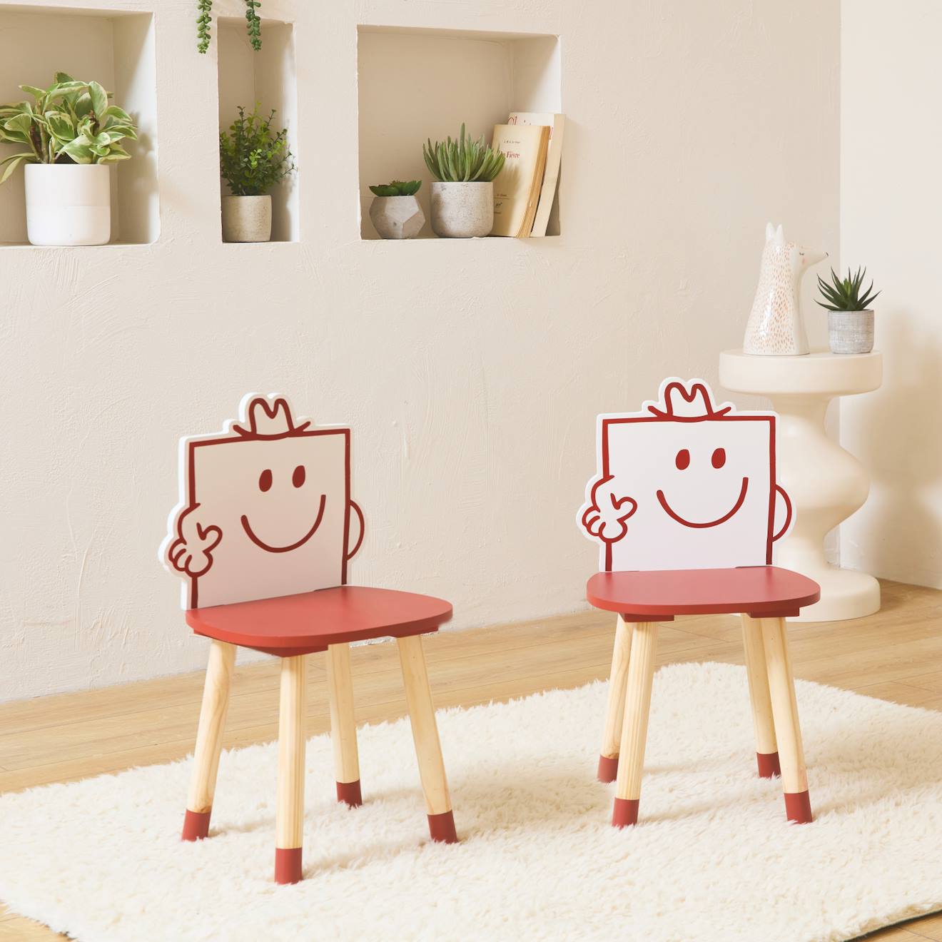 Chaise Enfant Collection Monsieur/madame - Monsieur Costaud (lot De 2) Pierre Rouge