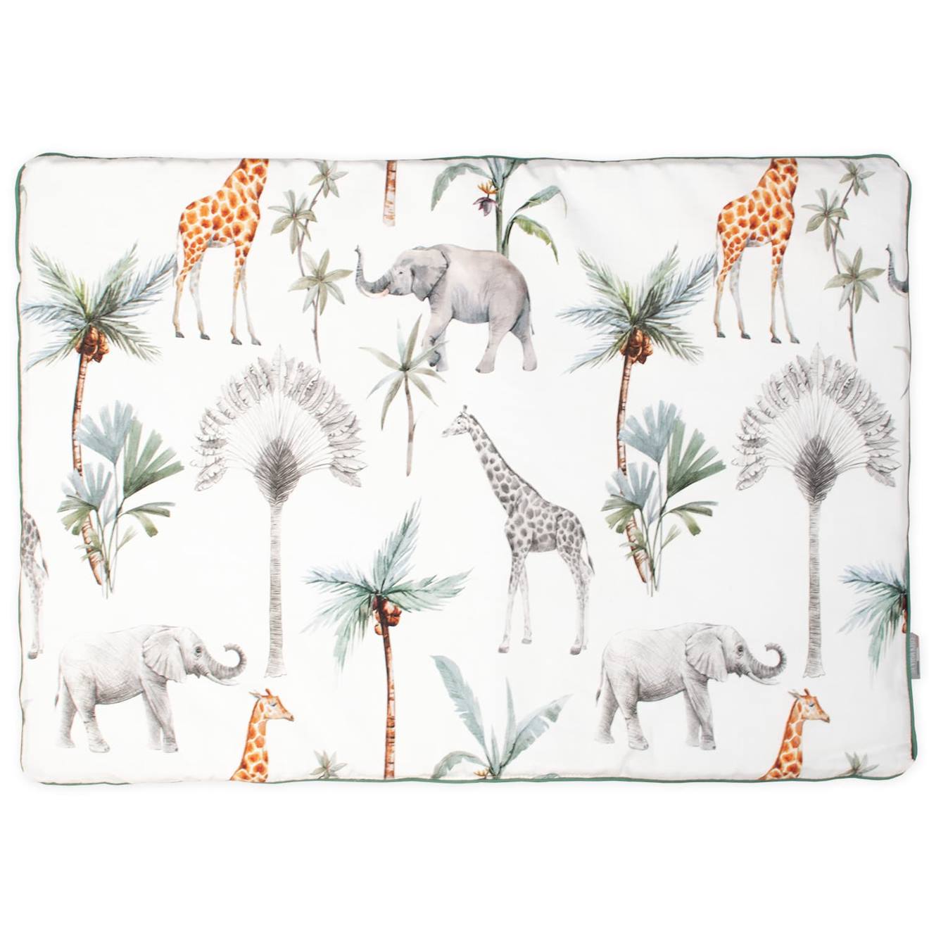 Oreiller Plat Réversible En Coton Safari Safari, Vert, Gris, Blanc