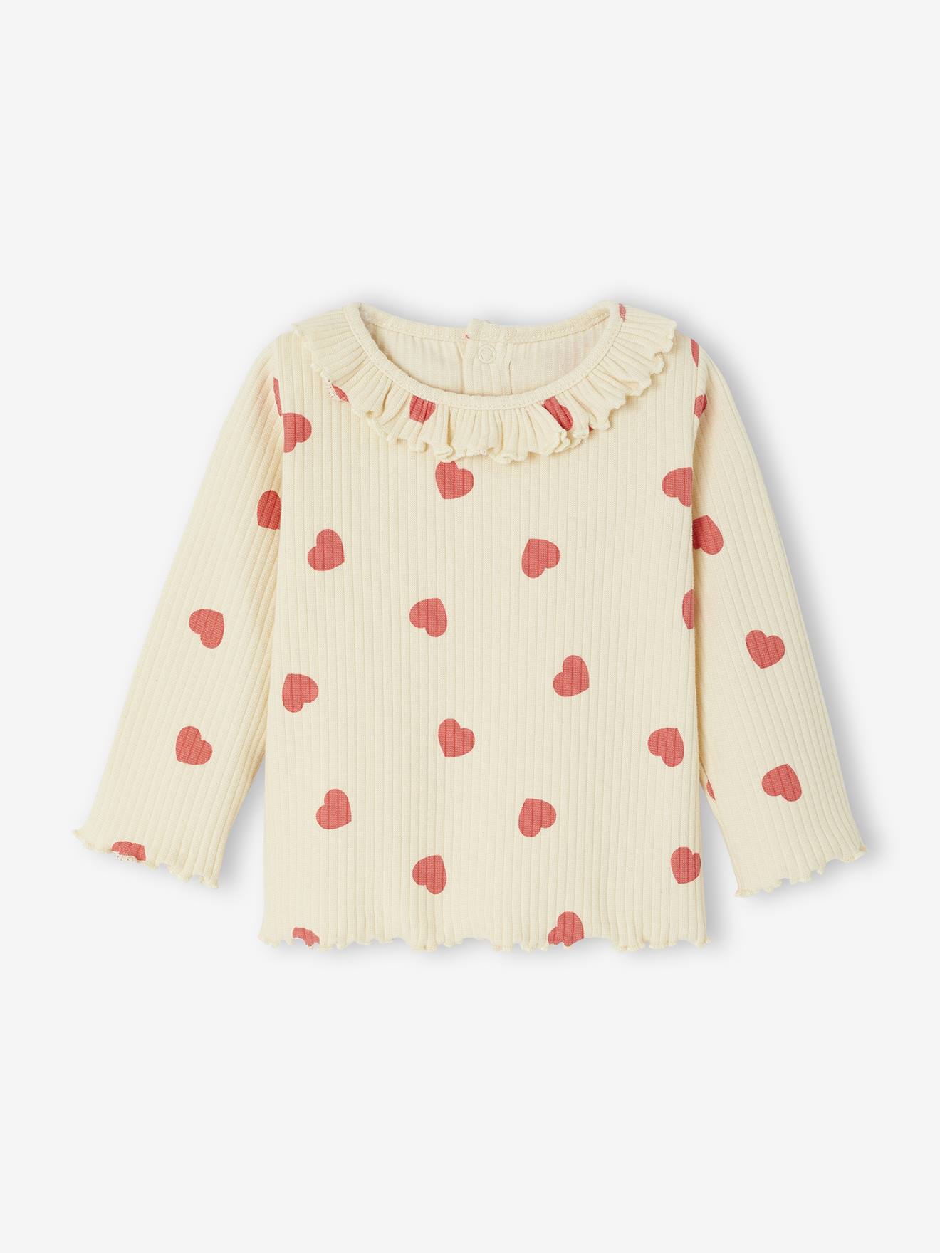 T-shirt bébé imprimé de petits coeurs vanille