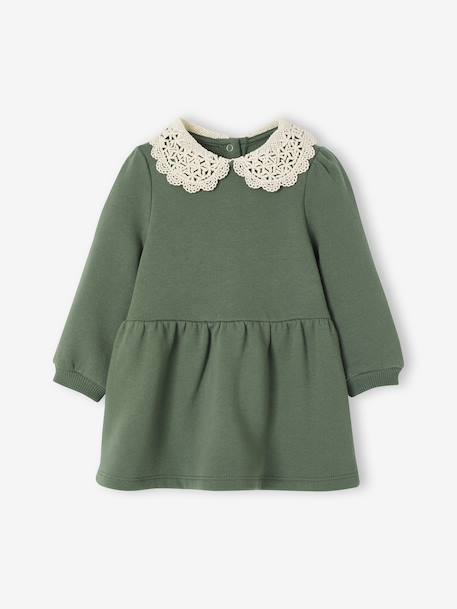 Bébé-Robe bébé en molleton avec col en crochet