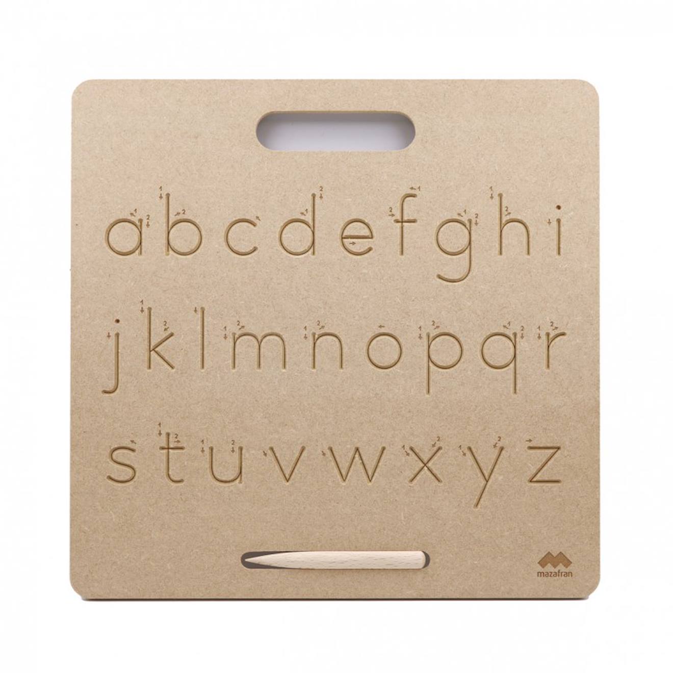 Tablette Écriture Minuscules Scripts Montessori Marron