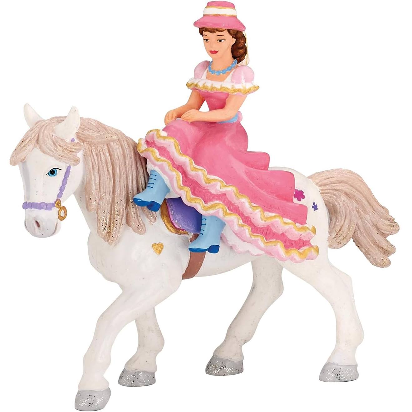 Figurine Cavalière Au Chapeau Rose