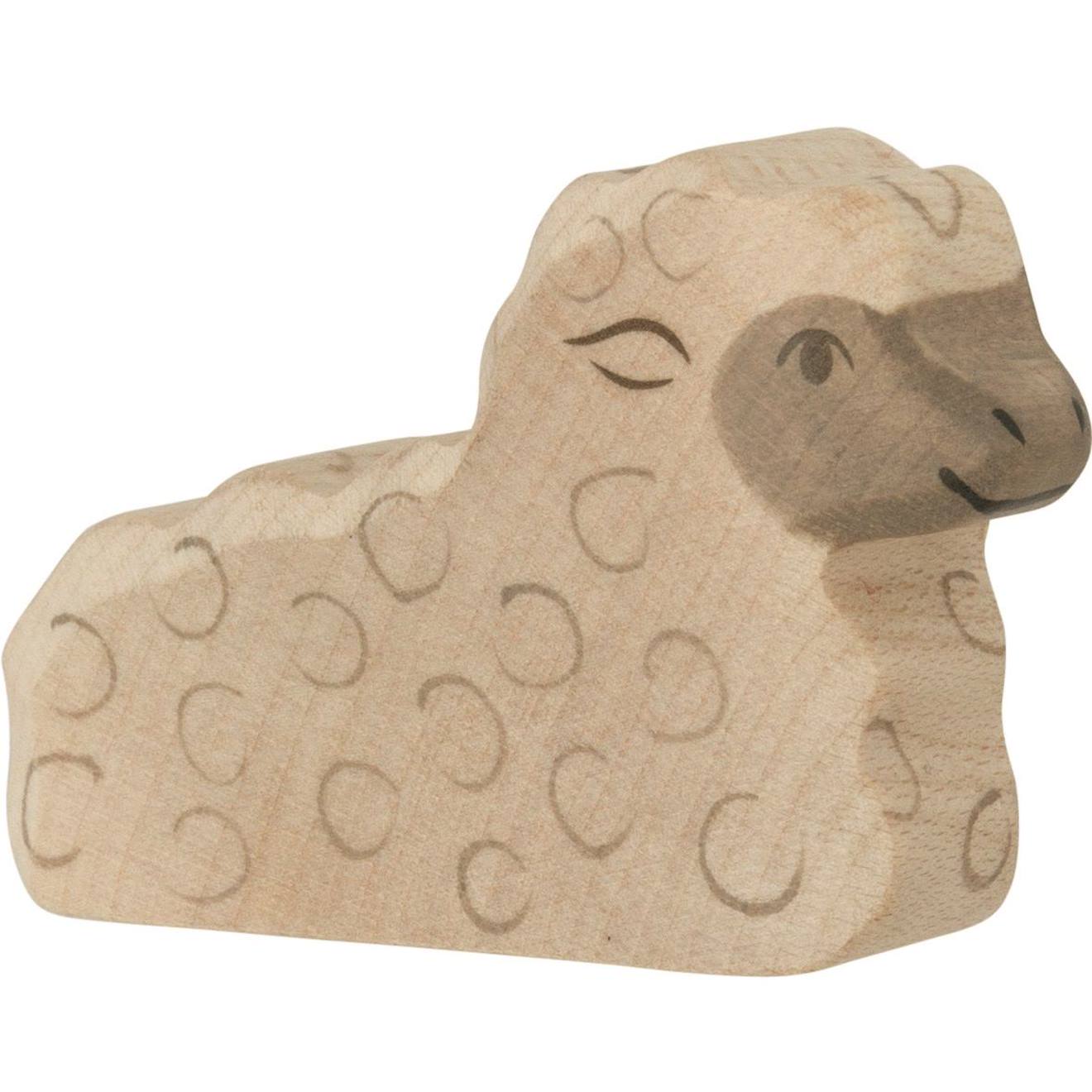 Figurine Agneau, Allongé Beige