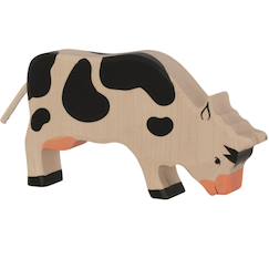 Jouet-Figurine vache broutant, noir