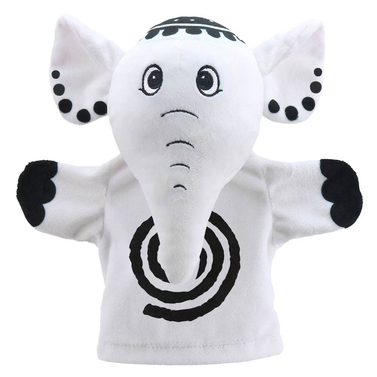 Marionnette Elephant Noir Et Blanc Blanc
