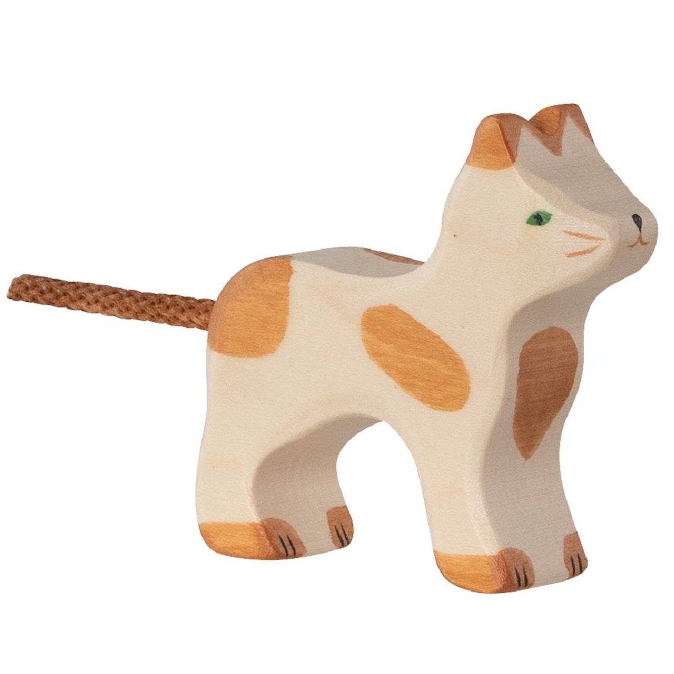 Figurine Chat, Marron Et Blanc Marron