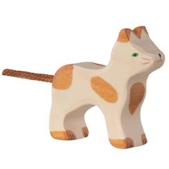 -Figurine chat, marron et blanc