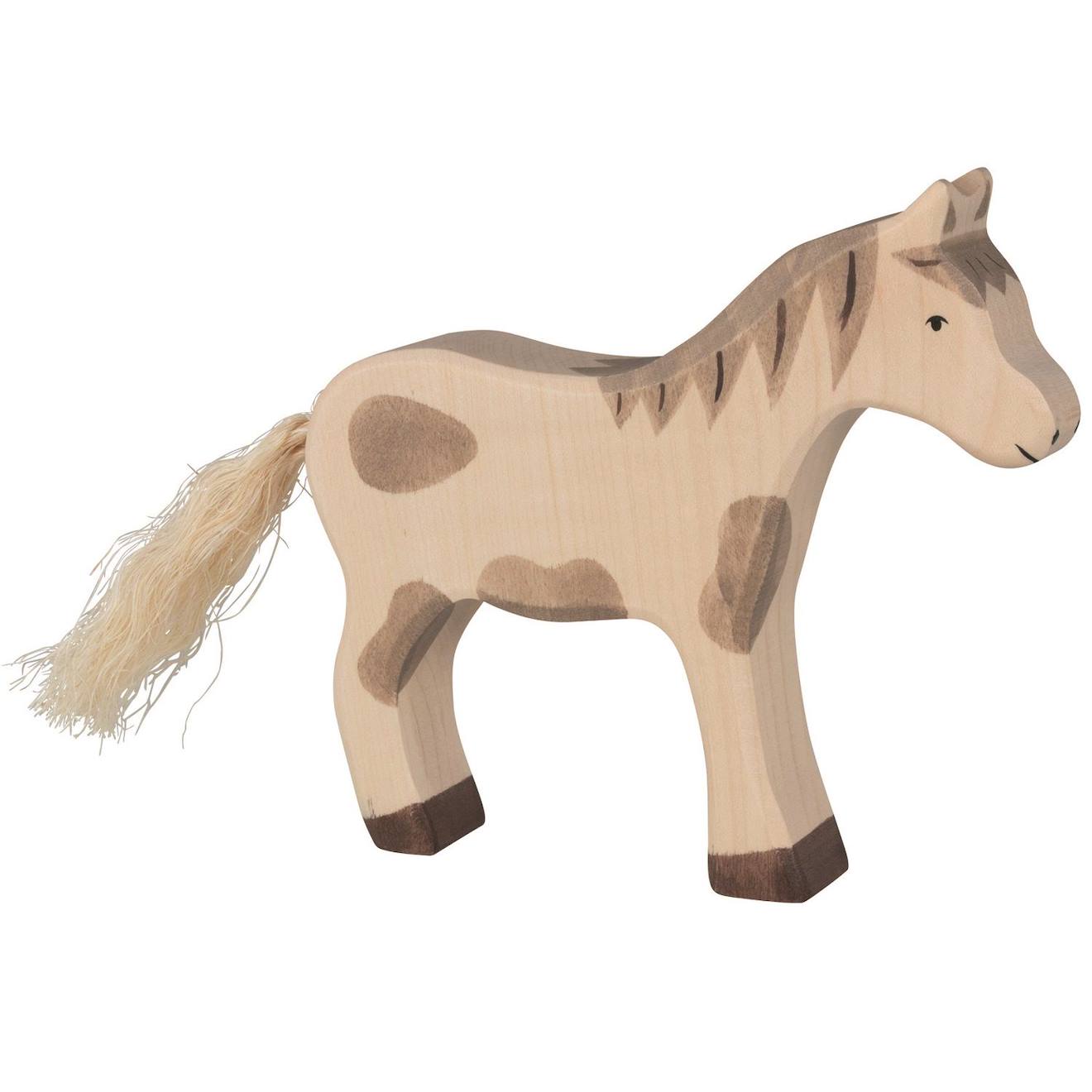 Figurine Cheval Debout, Tacheté Gris
