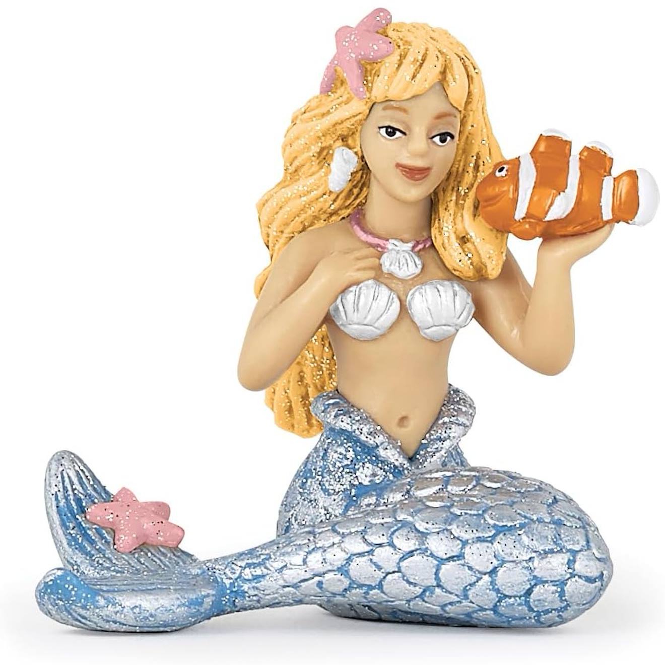 Figurine Sirène Argentée Bleu