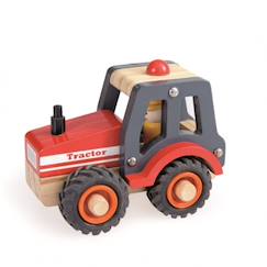 Jouet-Tracteur rouge en bois
