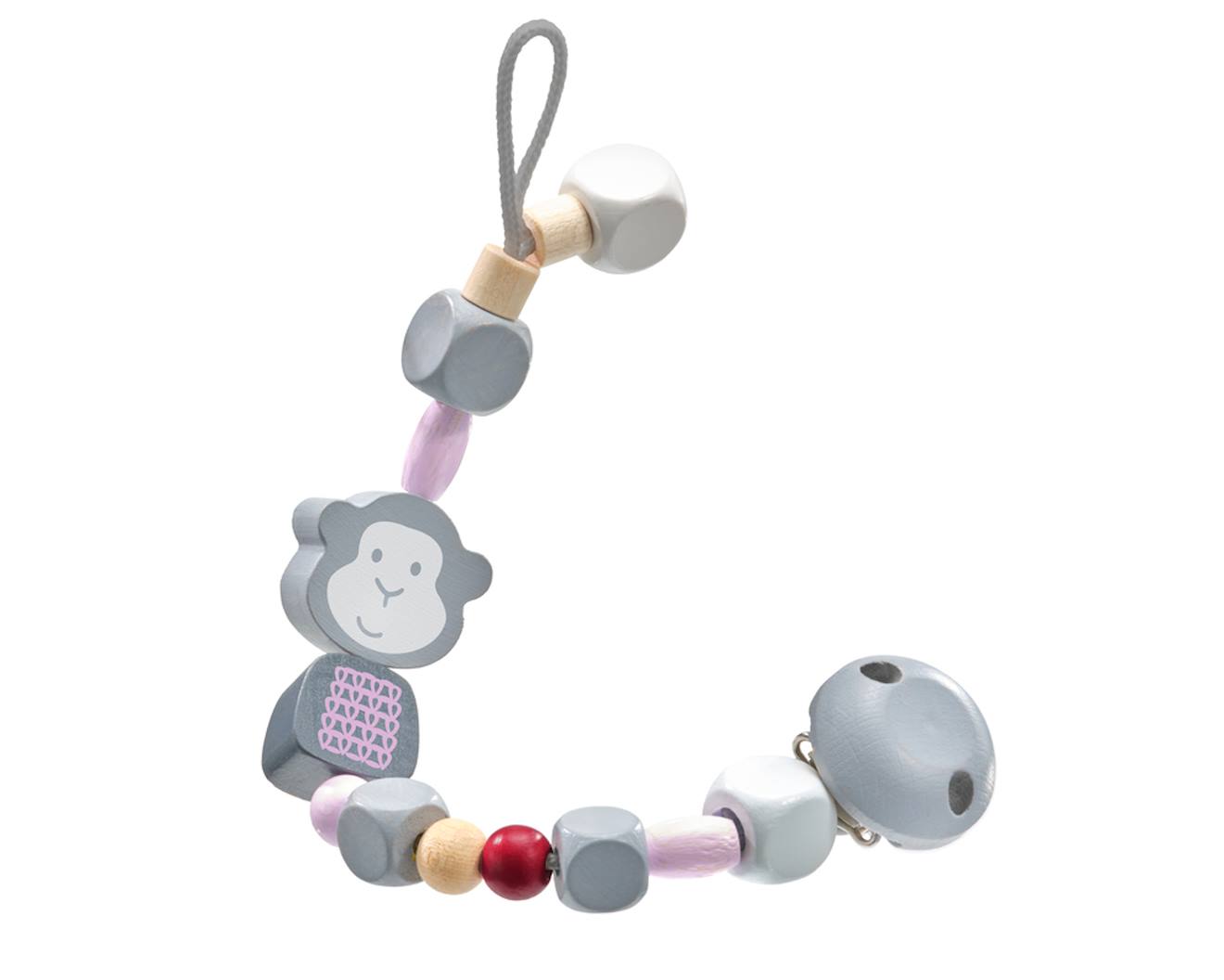 Attache-tétine Singe Rose Rose