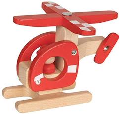 Jouet-Hélicoptère en bois rouge