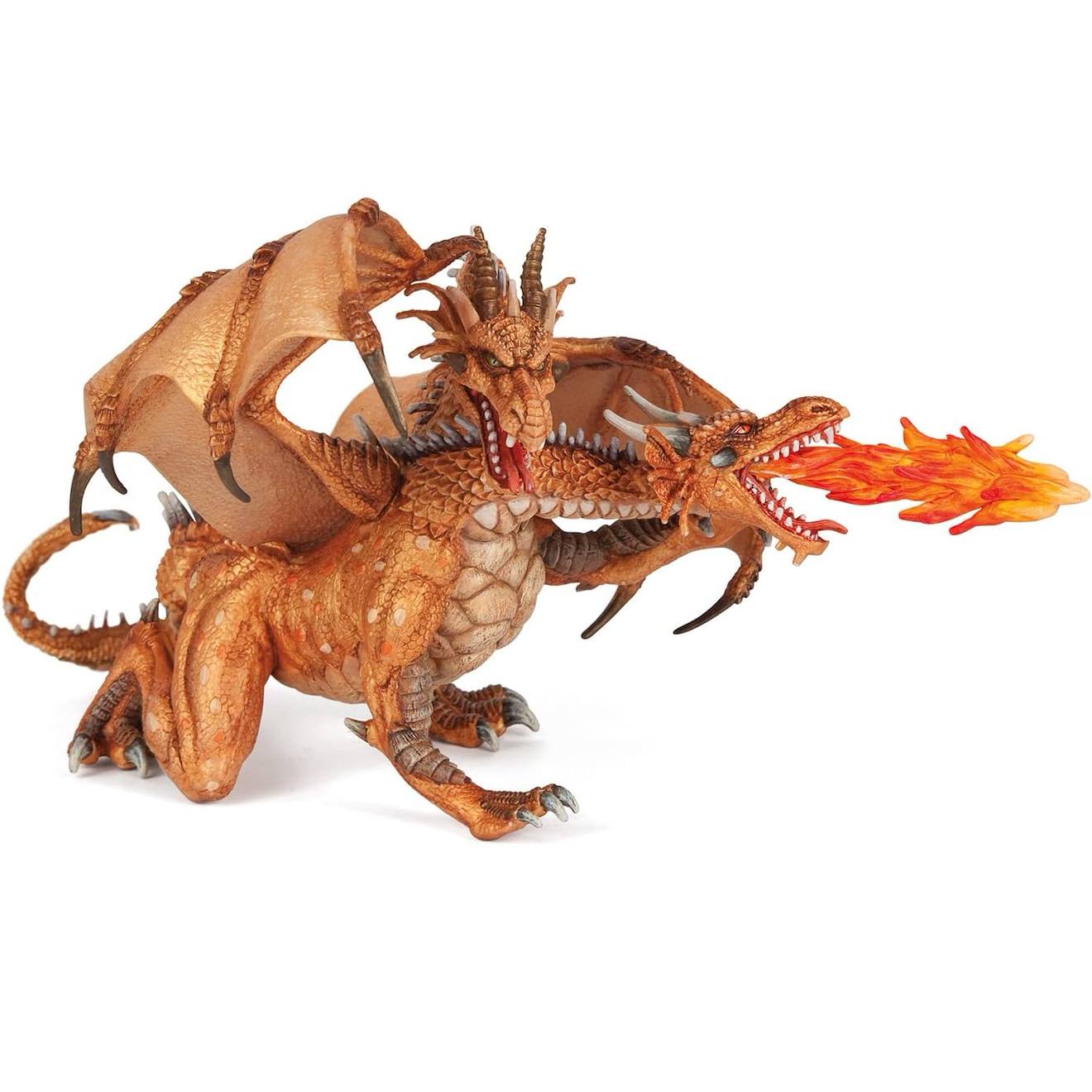 Figurine Dragon À Deux Têtes Or Marron