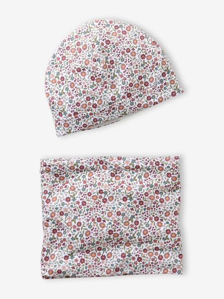 Ensemble fleuri fille bonnet + snood  - vertbaudet enfant