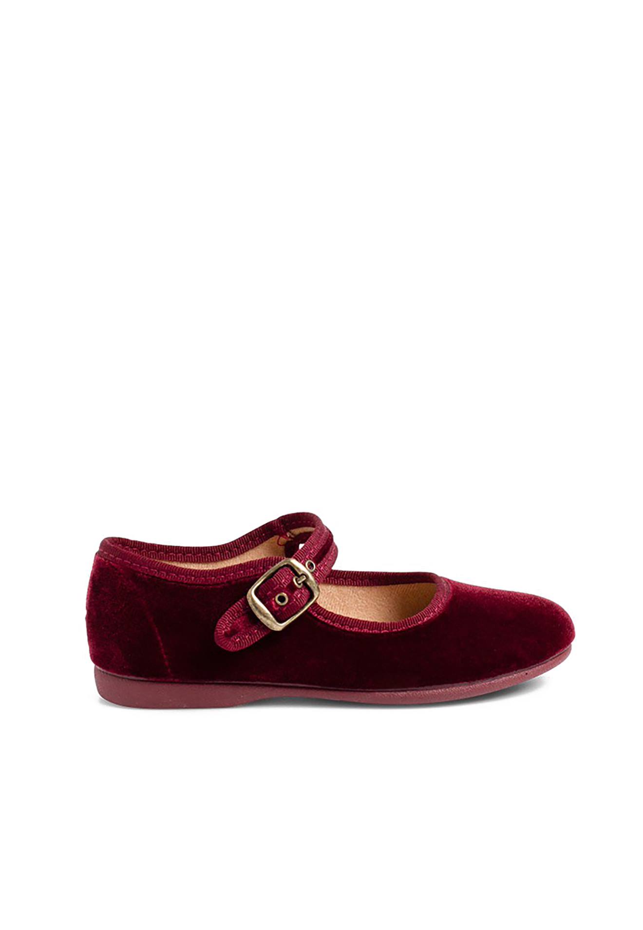 Chaussures Babies Fille En Velours Fermeture À Boucle Bordeaux