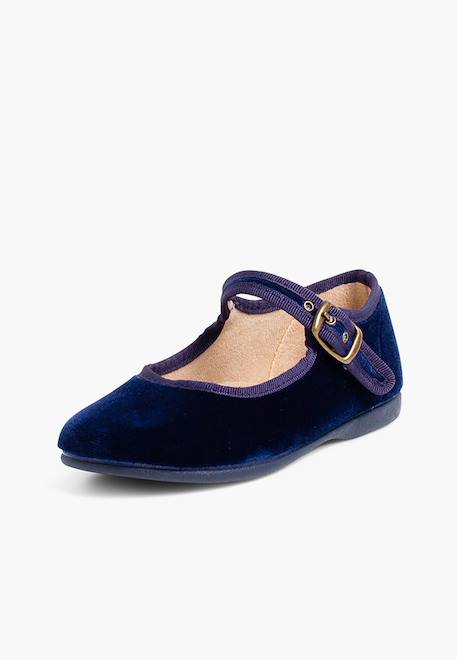 Chaussures babies fille en velours fermeture à boucle Bleu marine+Bordeaux+Byzantin+Gris+Marron+Rose pâle+Rouge+Vert 2 - vertbaudet enfant 