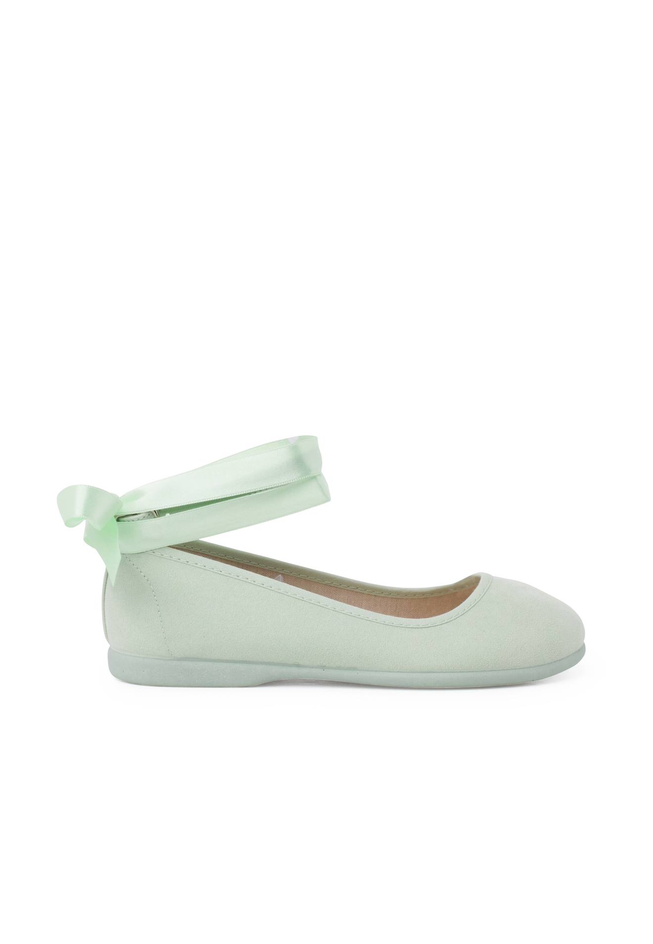 Ballerines Pour Fille Et Femme Avec Rubans En Satin Et Bride Vert Pastel