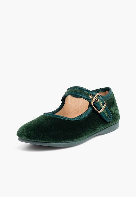 Chaussures babies fille en velours fermeture à boucle Bleu marine+Bordeaux+Byzantin+Gris+Marron+Rose pâle+Rouge+Vert 44 - vertbaudet enfant 
