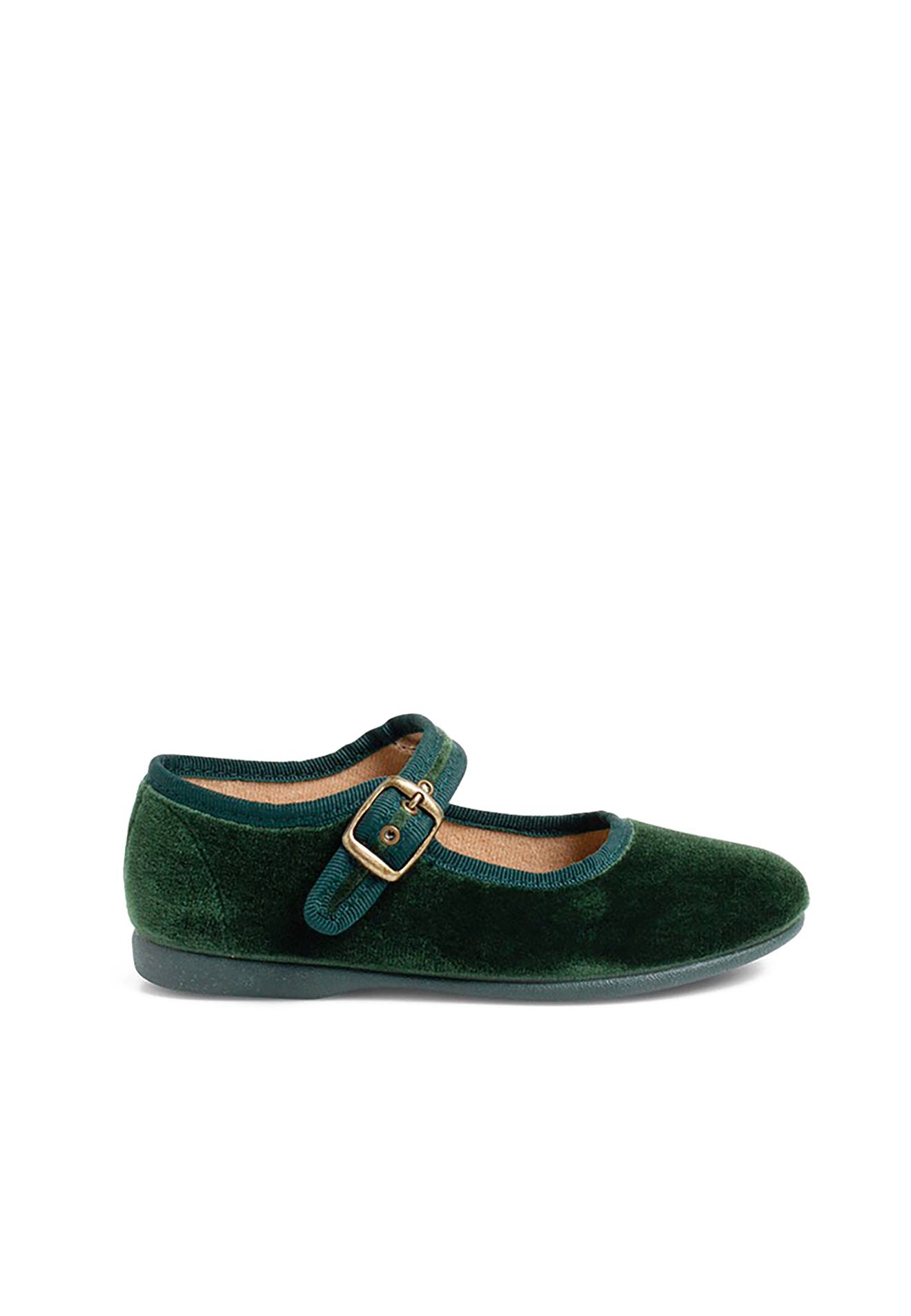 Chaussures Babies Fille En Velours Fermeture À Boucle Vert