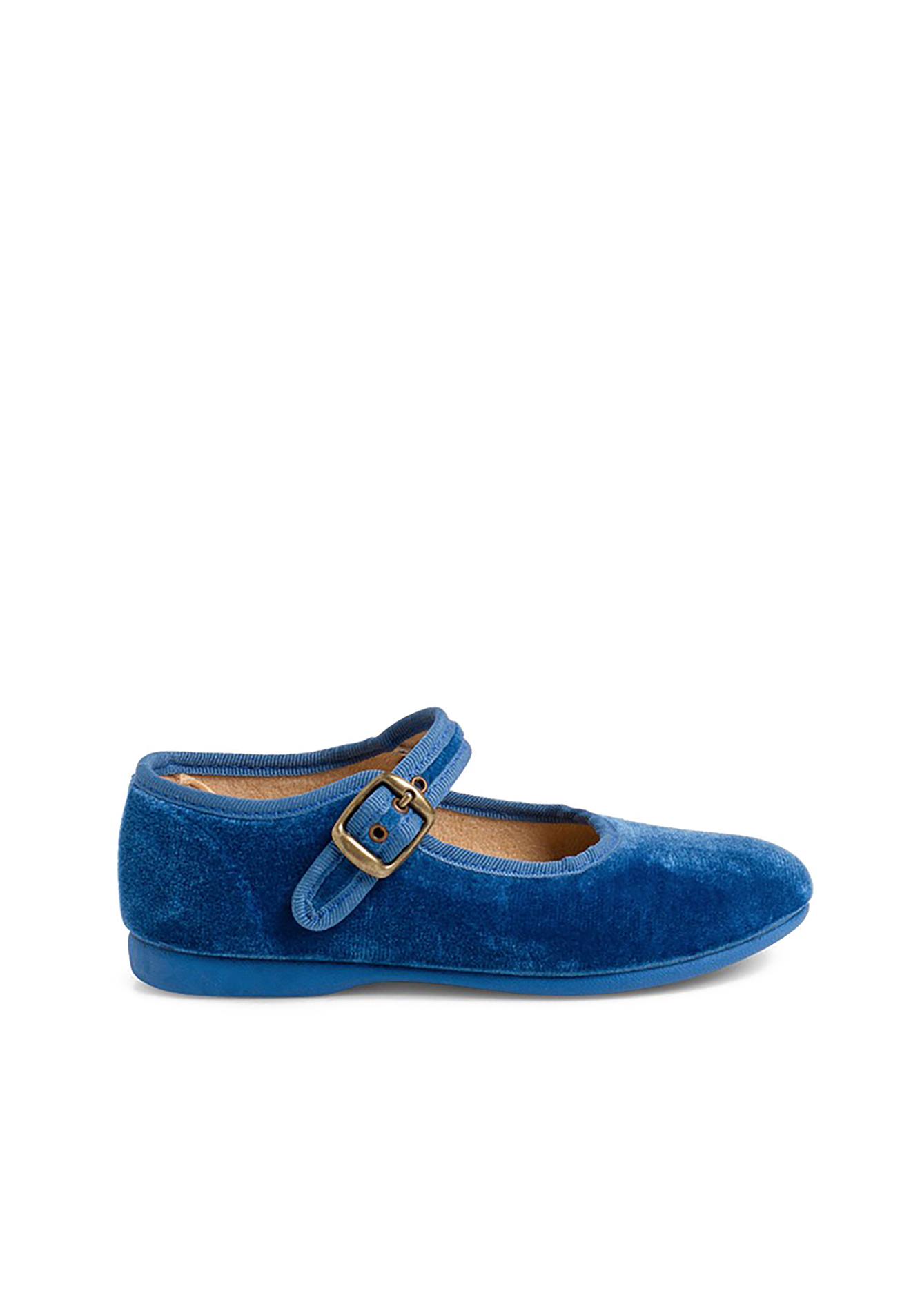 Chaussures Babies Fille En Velours Fermeture À Boucle Bleu Azur