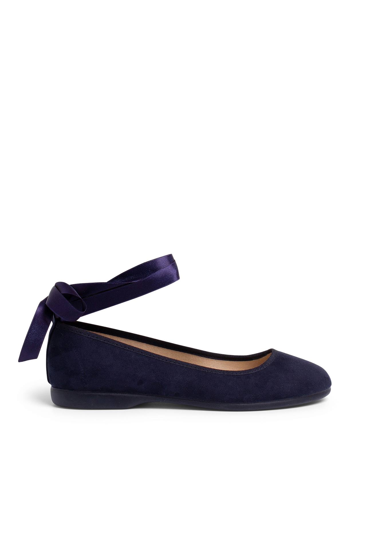 Ballerines Pour Fille Avec Rubans En Satin Et Bride Bleu Marine